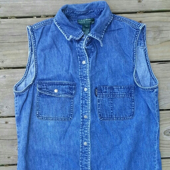 SOLD Vintage Ralph Lauren Sleeveless Denim Dress - Picture 3 of 8